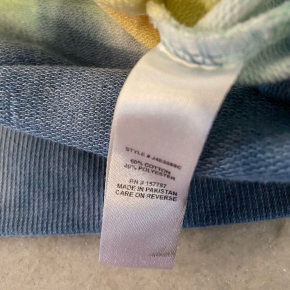 Jolie & Joy Size M Long Sleeve Crew Navy Blue Tie Dye Stripe Terry Sweatshirt - Picture 10 of 10